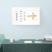 Banderoles Elegant Navy Blue Script Religious Boy God Bless (Salon professionnel)