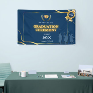Banderoles Elegant Navy & Gold Graduation Ceremony Banner