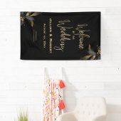 Banderoles Elégant Noir & Blanc, Avec Réception Mariage Or (En situation)