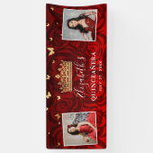 Banderoles Elégant Noir Rouge Rose Or Anniversaire Quinceaner (Vertical)