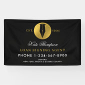 Banderoles Elegant Notary Public Signing Agent Black Gold (Horizontal)