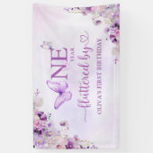 Banderoles Elégant papillon violet 1er anniversaire fête (Vertical)