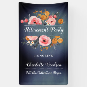 Banderoles Élégant parti de retraite floral bleu