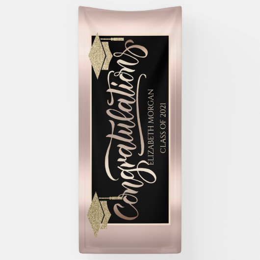 Banderoles Elégant Parties scintillant or Casquette Rose or (Vertical)