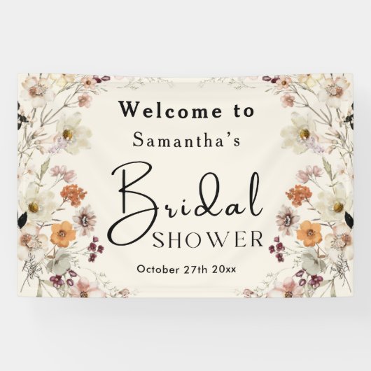 Banderoles Élégant Pastel Boho Fleurs des Champs Moderne Show (Horizontal)