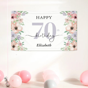 Banderoles Elégant Pastel Floral 70e fête d'anniversaire
