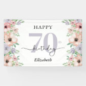 Banderoles Elégant Pastel Floral 70e fête d'anniversaire (Horizontal)