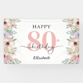 Banderoles Elegant Pastel Floral 80th Birthday Party  (Horizontal)