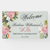 Banderoles Elégant peint à la main Floral 90e anniversaire Bi (Horizontal)