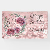 Banderoles Elegant Pink Carnations 60th Birthday Party (Horizontal)