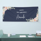 Banderoles Elegant Pink Floral Personalized Birthday Banner (Salon professionnel)