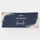 Banderoles Elegant Pink Floral Personalized Birthday Banner (Horizontal)