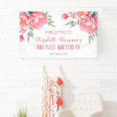 Banderoles Elégant Pink Peony Botanical Brunch Anniversaire (En situation)