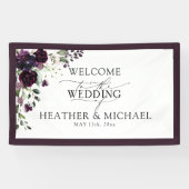 Banderoles Elégant Plum violet mauve floral Aquarelle Script (Horizontal)