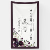 Banderoles Elégant Plum violet mauve floral Aquarelle Script (Vertical)