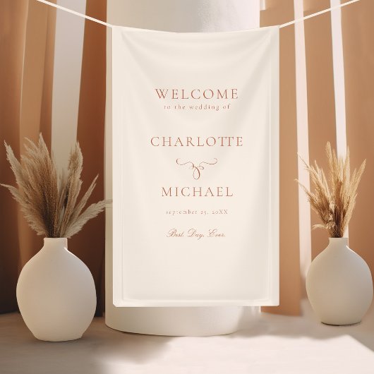 Banderoles Elégant, police de script "Welcome" beige-blush