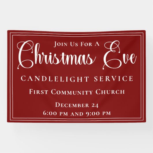 Banderoles Elegant Red Christmas Eve Candlelight Service (Horizontal)