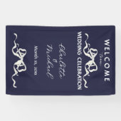 Banderoles Elegant Romantic Wedding Navy Ribbon & Bow  (Horizontal)