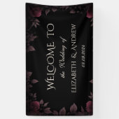 Banderoles Élégant Rose de Bourgogne noire Mariage (Vertical)