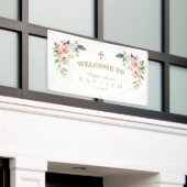 Banderoles Élégant rose Fleurs de Baptême Affiche de bienvenu (Bâtiment extérieur)