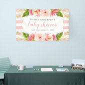 Banderoles Elégant rose Floral Aquarelle bébé fille Douche (Salon professionnel)