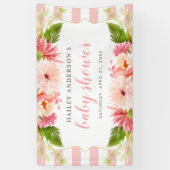 Banderoles Elégant rose Floral Aquarelle bébé fille Douche (Vertical)