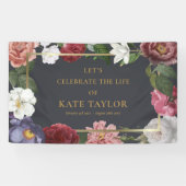 Banderoles Élégant Rose Floral funeral Service commémoratif B (Horizontal)