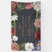 Banderoles Élégant Rose Floral funeral Service commémoratif B (Vertical)