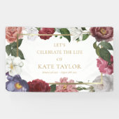 Banderoles Élégant Rose Floral funeral Service commémoratif B (Horizontal)