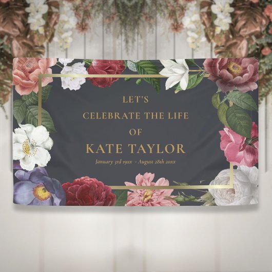 Banderoles Élégant Rose Floral funeral Service commémoratif B