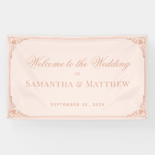 Banderoles Elégant Rose Gold Blush Vintage Wedding Bienvenue
