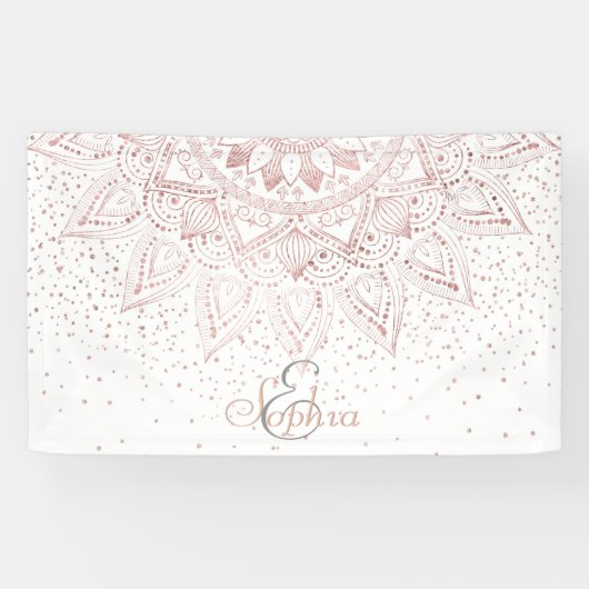 Banderoles Elégant Rose Gold Dots Mandala (Horizontal)