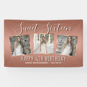 Banderoles Elégant Rose Gold Foil photo Collage 16e anniversa