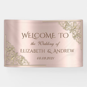 Banderoles Elégant Rose Gold Frame Festive