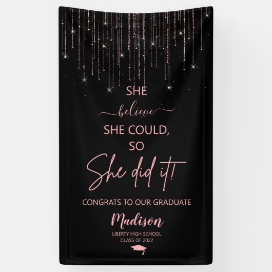 Banderoles Élégant Rose Gold Sparkling Parties scintillant Gr (Vertical)