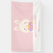 Banderoles Elégant rose mignon lapin & Fleurs Fille Anniversa (Vertical)