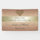 Banderoles Élégant rose or or abstrait coeur mariage (Horizontal)