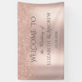 Banderoles Élégant Rose Parties scintillant or Bokeh Mariage (Vertical)