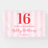 Banderoles Élégant rose rouge moderne 16e anniversaire (Horizontal)