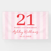Banderoles Élégant rose rouge moderne 21e anniversaire (Horizontal)