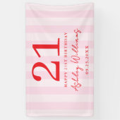 Banderoles Élégant rose rouge moderne 21e anniversaire (Vertical)
