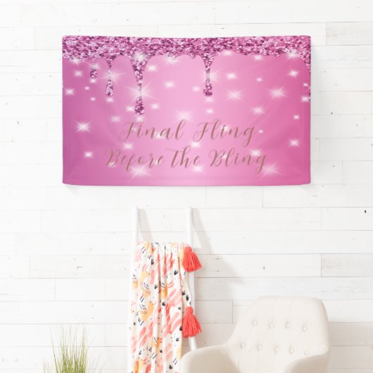 Banderoles Élégant rose vif pailleté goutte à goutte enterrem (En situation)