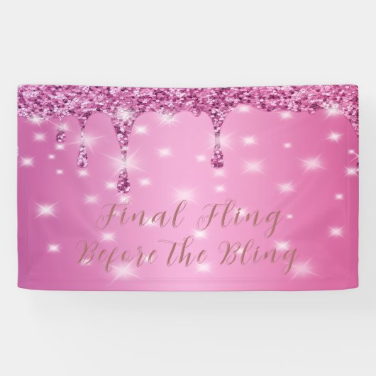 Banderoles Élégant rose vif pailleté goutte à goutte enterrem (Horizontal)