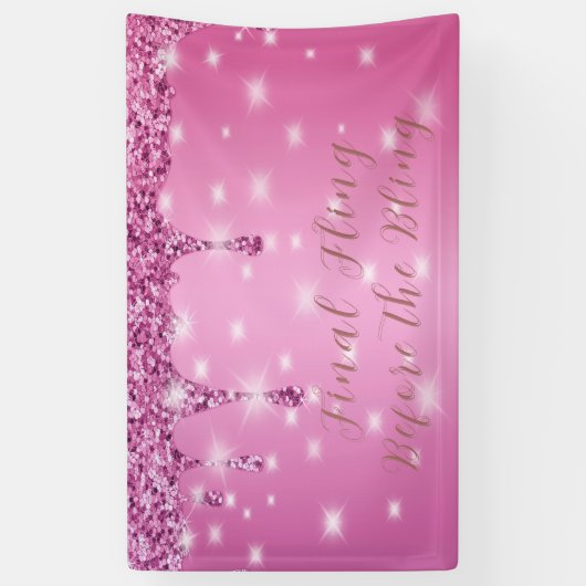 Banderoles Élégant rose vif pailleté goutte à goutte enterrem (Vertical)