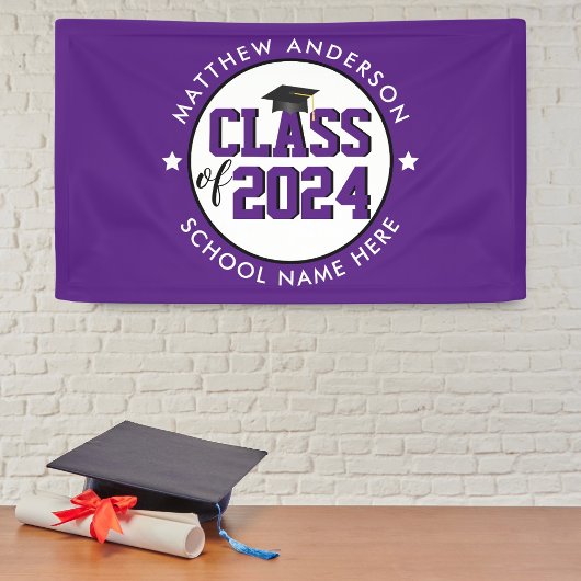 Banderoles Élégant Royal Purple Classe de 2024 Graduation
