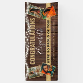 Banderoles Elégant Rustic Gold Photo Collage Graduation (Vertical)