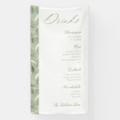 Banderoles Elegant Sage Green Botanical Wedding Drinks Menu (Verticale)