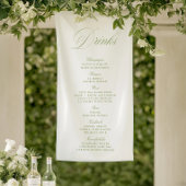 Banderoles Élégant Sage Green Mariage Boissons Bar Menu Banni
