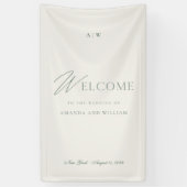 Banderoles Elegant Sage Green Wedding Welcome Sign (Vertical)
