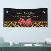 Banderoles Élégant salon de coiffure Empreinte de léopard or  (Salon professionnel)